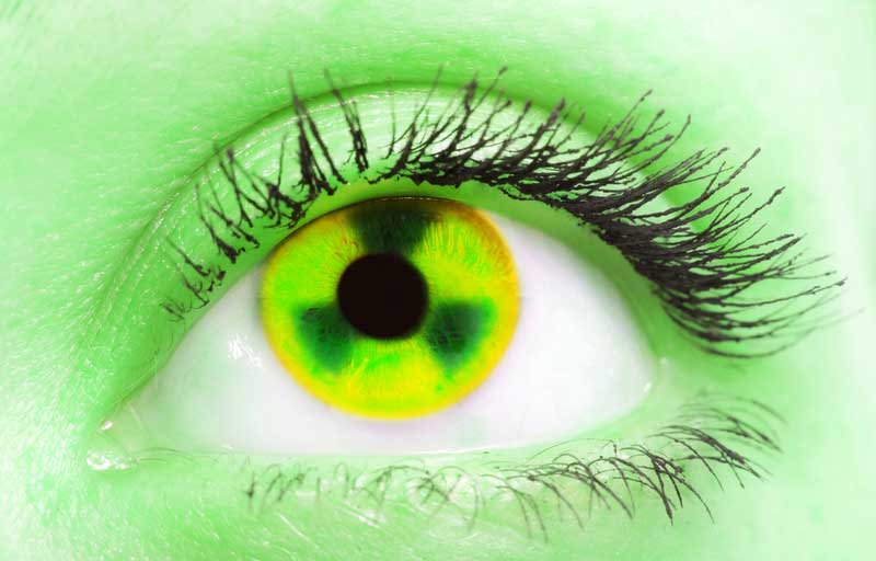 green toxic looking eye